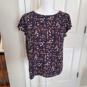 Navy/pink floral blouse monteau size XL